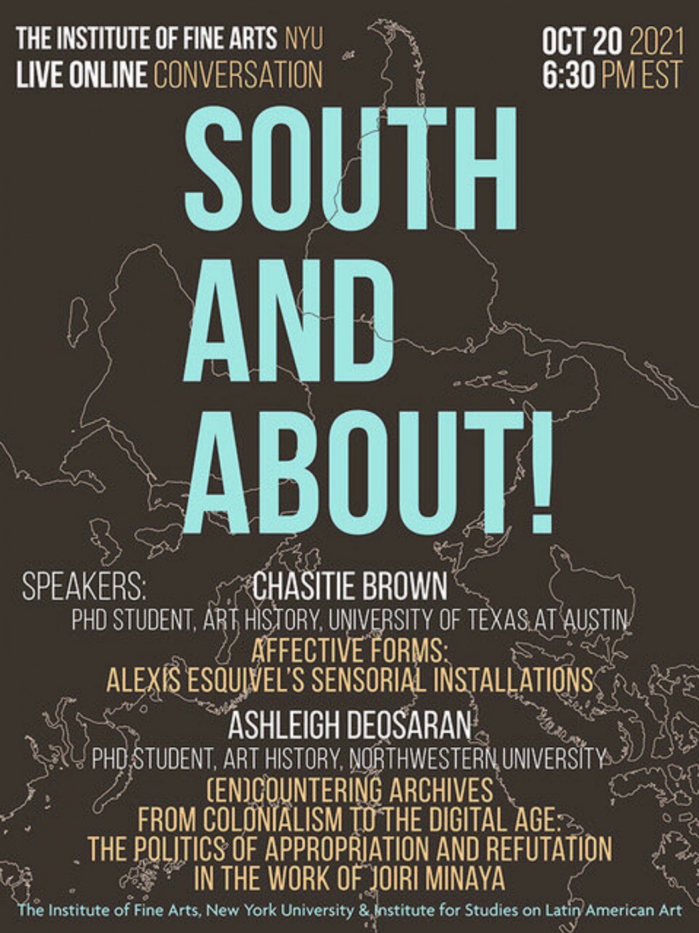 South and About event poster, Chasitie Brown and Ashleigh Deosaran, October 20, 2021
