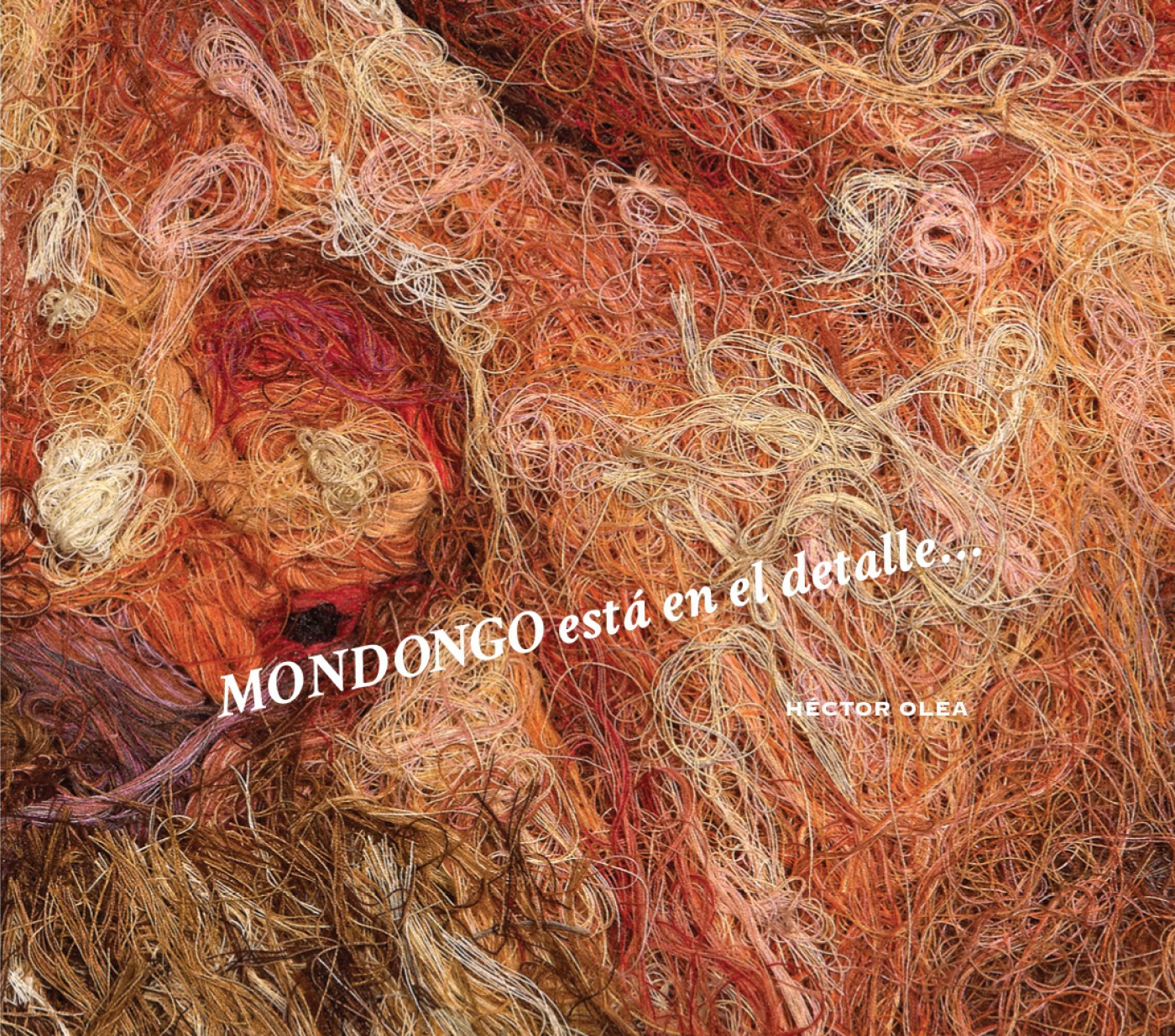 Book cover for Mondongo depicting an image of a large mass of red, orange, brown, and white fibers.
